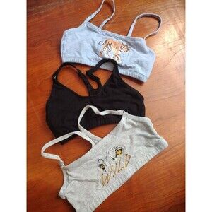 3 Women's Knit Embroidered Sports Bras Tiger/Wolf Size 32 Lot